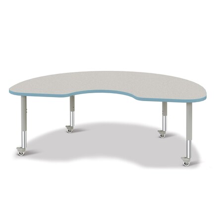 Jonti-Craft Berries Kidney Activity Table, 48 in. x 72 in., Mobile, Freckled Gray/Coastal Blue/Gray 6423JCM131